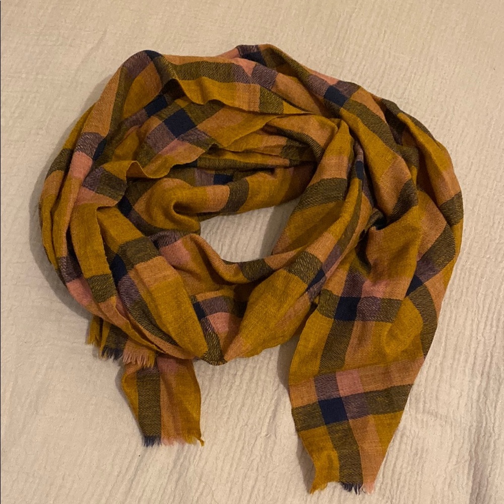 Hartford Wool Scarf in Mustard and Pink  26”72”